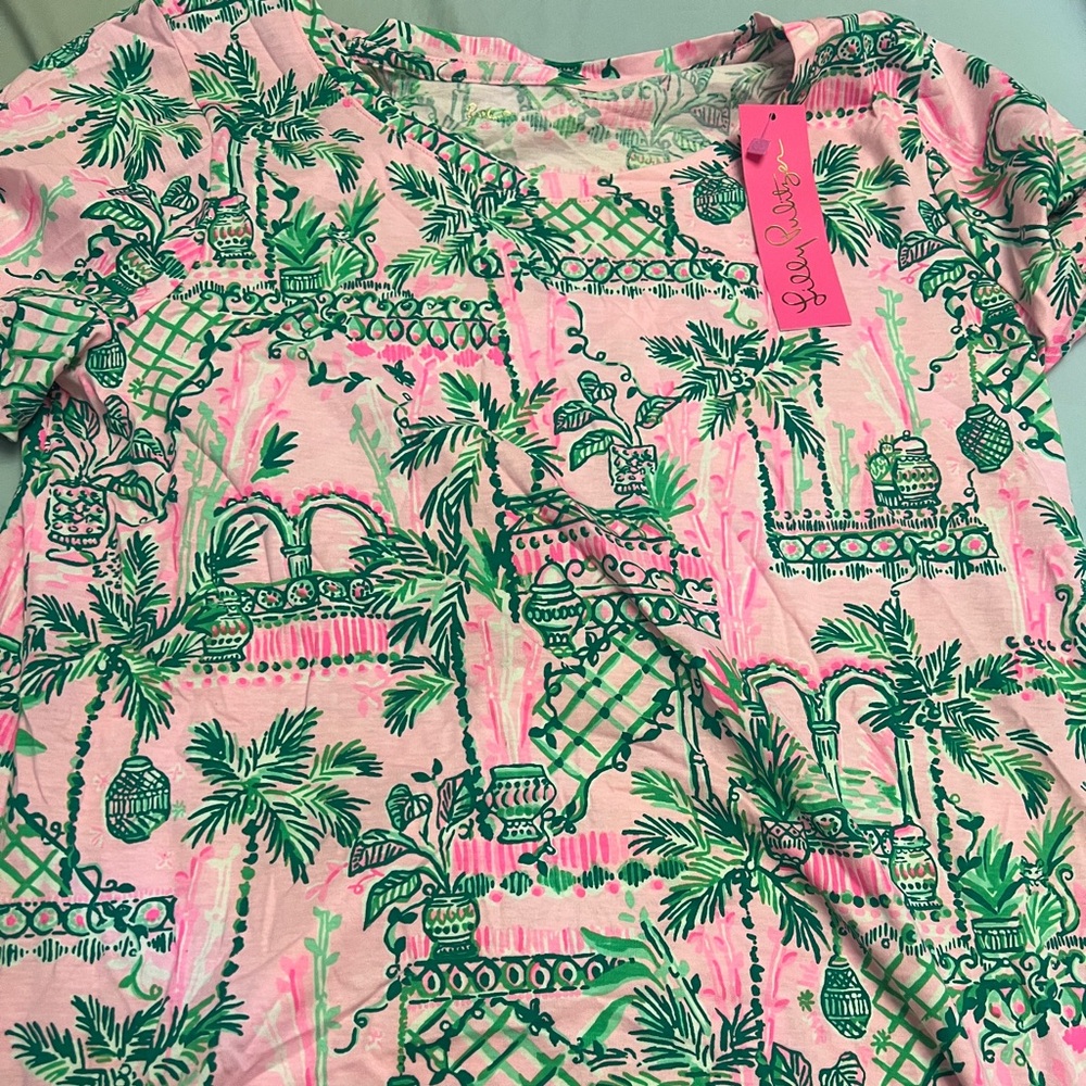 Lilly Pulitzer Vibrant Pink and Green Patterned Dress NWOT